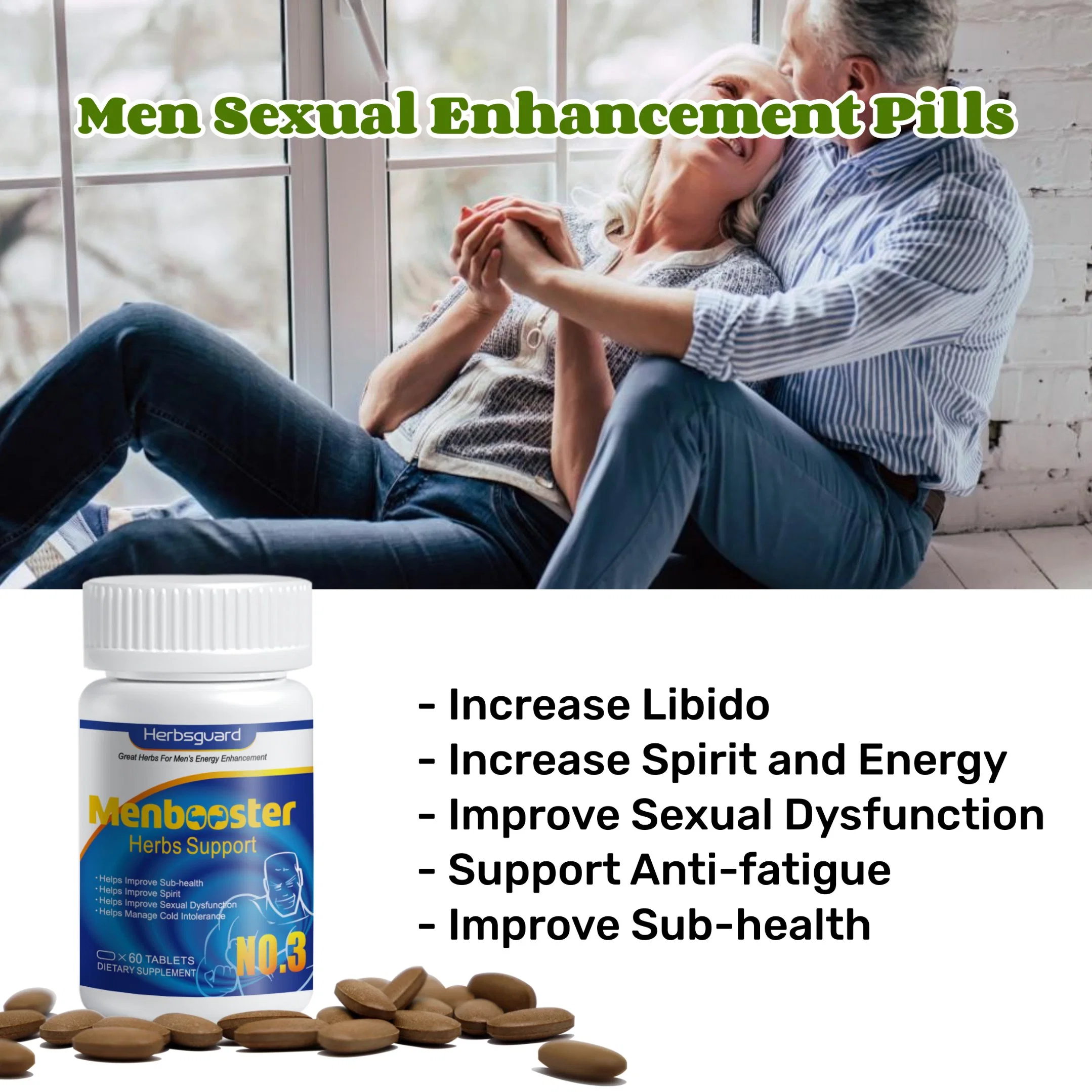Strong Power Men Male Enhanc Ement Pills Organic Natural Herbal Extract Pills Supports Stamina & Energy