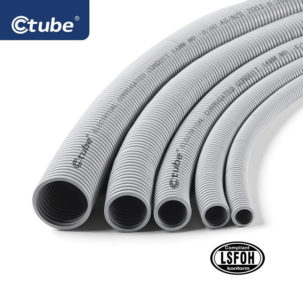 40mm LSZH Flexible Corrugated Electrical Conduit Pipes in Grey Color