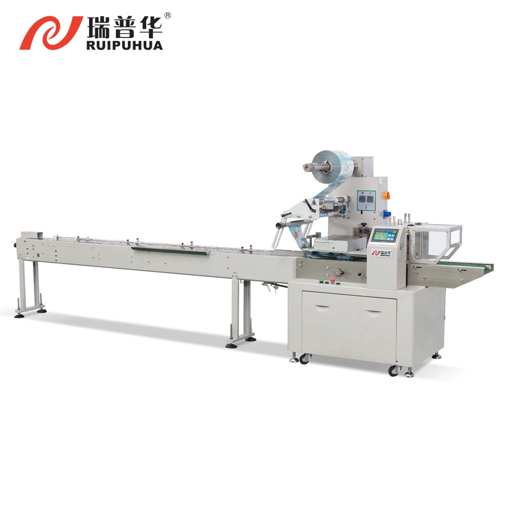 Film Seal Ruipuhua China Packaging Machinery Pillow Flow Wrap Automatic Cake /Bread Packing Line