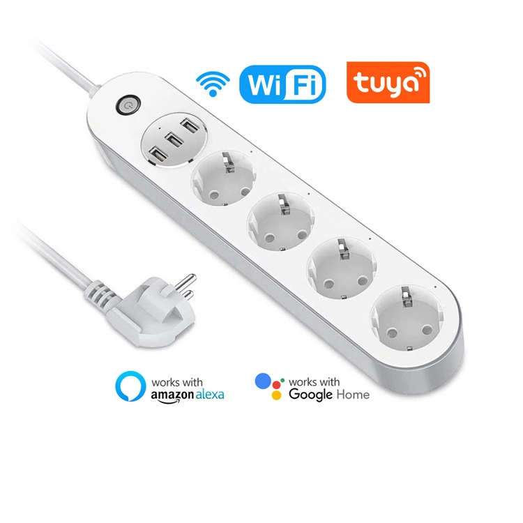 خرج لوحة طاقة Tuya Smart Plug WiFi 4 منفذ صوت USB التحكم