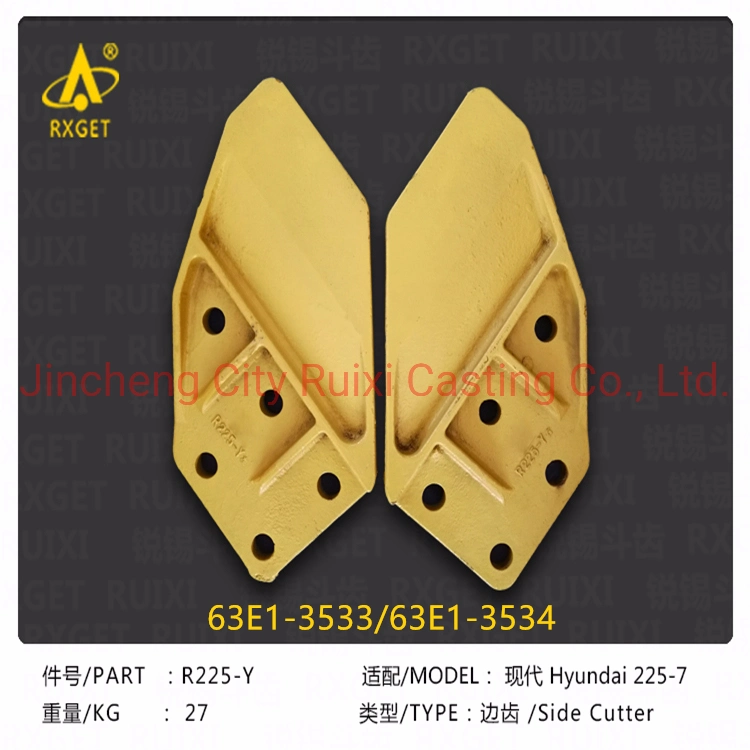 61e3-3034/3033 Hyundai R210 Series Bucket Side Cutter, Excavator and Loader Bucket Digging Tooth and Adapter, Construction Machine Spare Parts