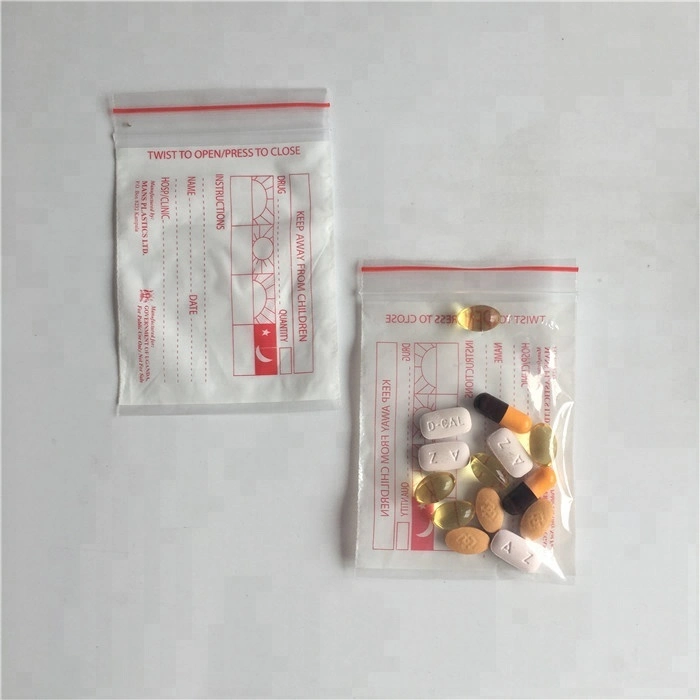 BK Factory Medical Grade LDPE Plastic Dispensing Envelopes Drug Medicine Zipper Tablets Package Small Ziplock Pill Bag