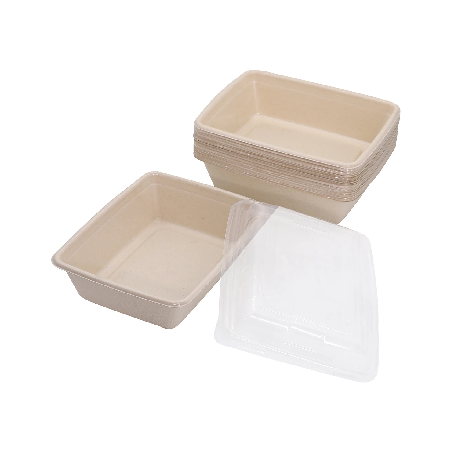 Eco Biodegradable Sugarcane Bagasse Restaurant Tableware Microwave Available Lunch Box Takeaway Food Container