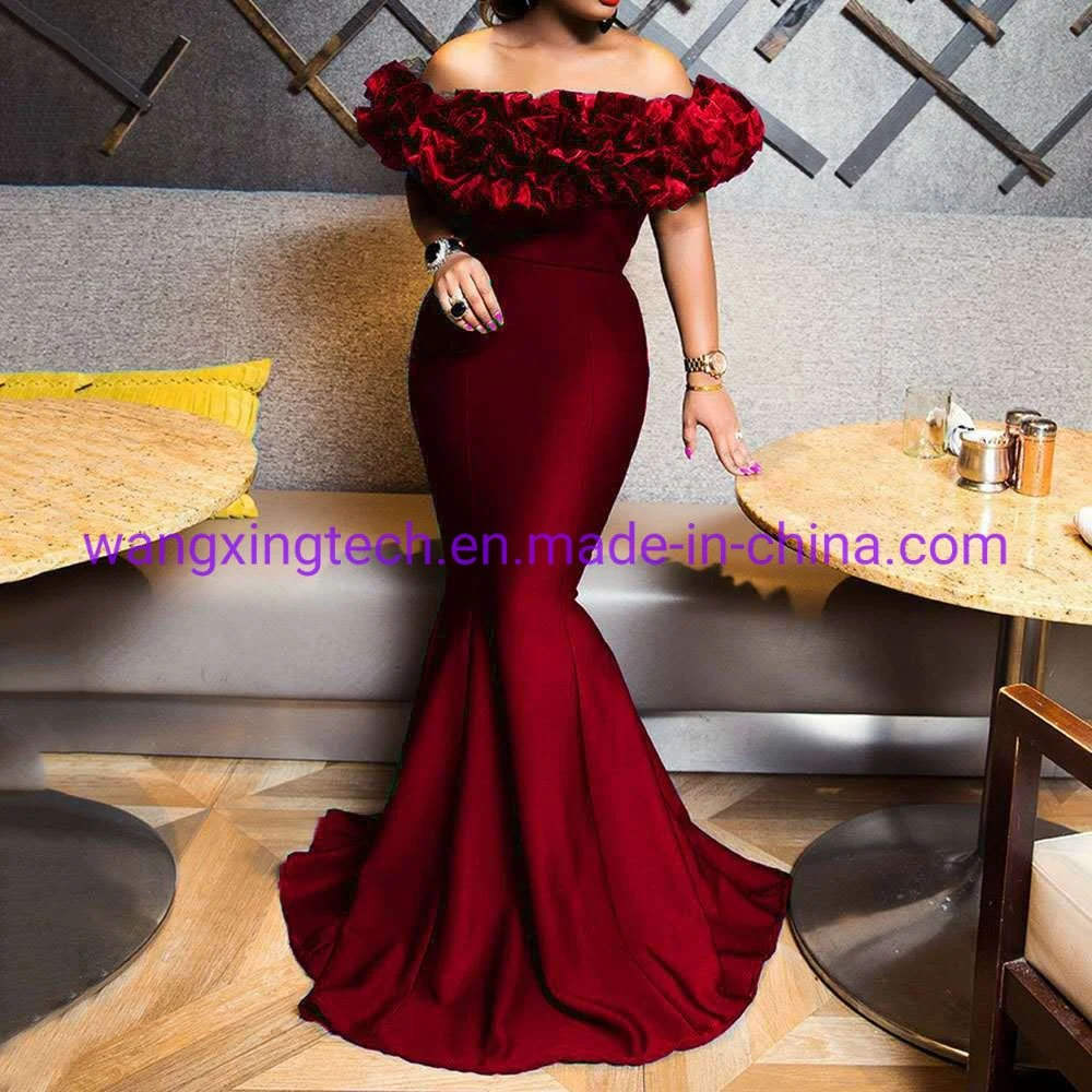 Hot Sale 2022 New Elastic Knitted Belt Beauty Dress Lotus Leaf One-Shoulder Slim Small Trailing Women's Dress