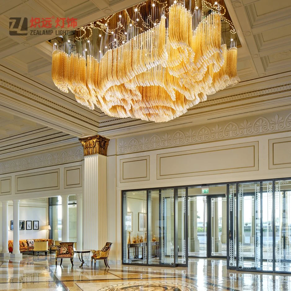 Luxury Art Solid Glass Big Banquet Hall Decor Chandelier