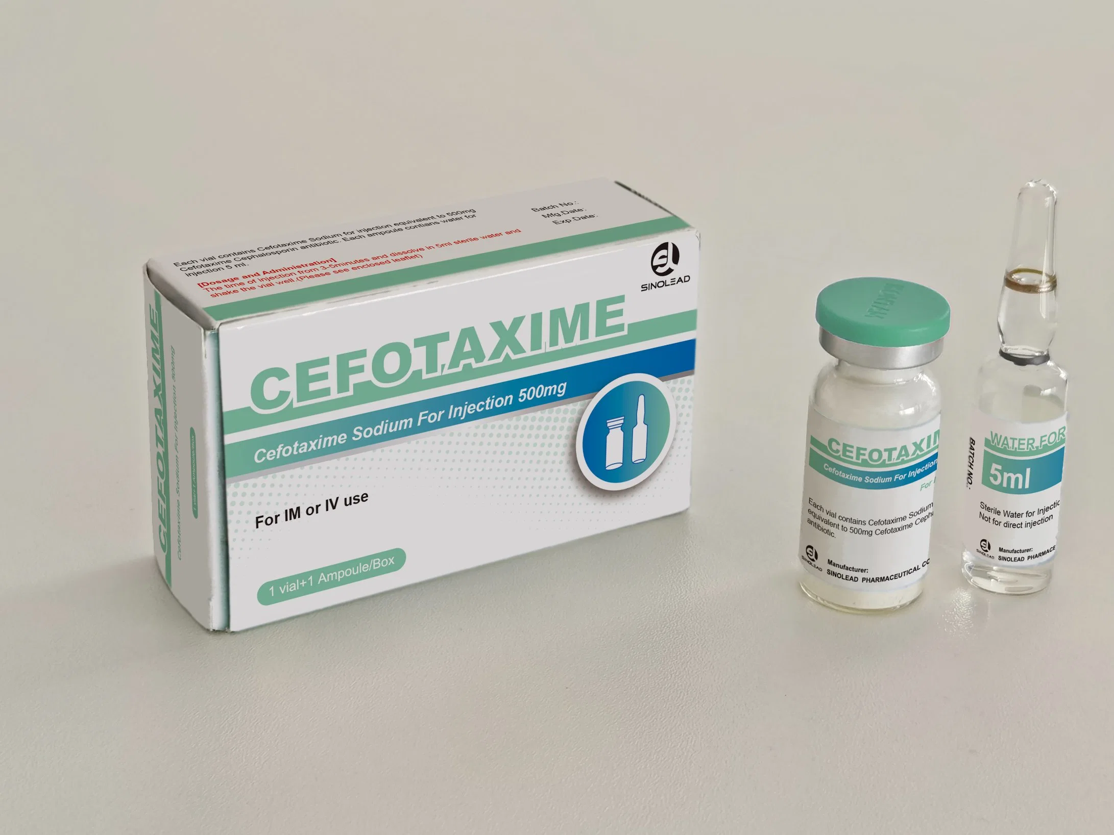 Cefotaxime Sodium for Injection 500mg (1 vial+1 Ampoule/Box)