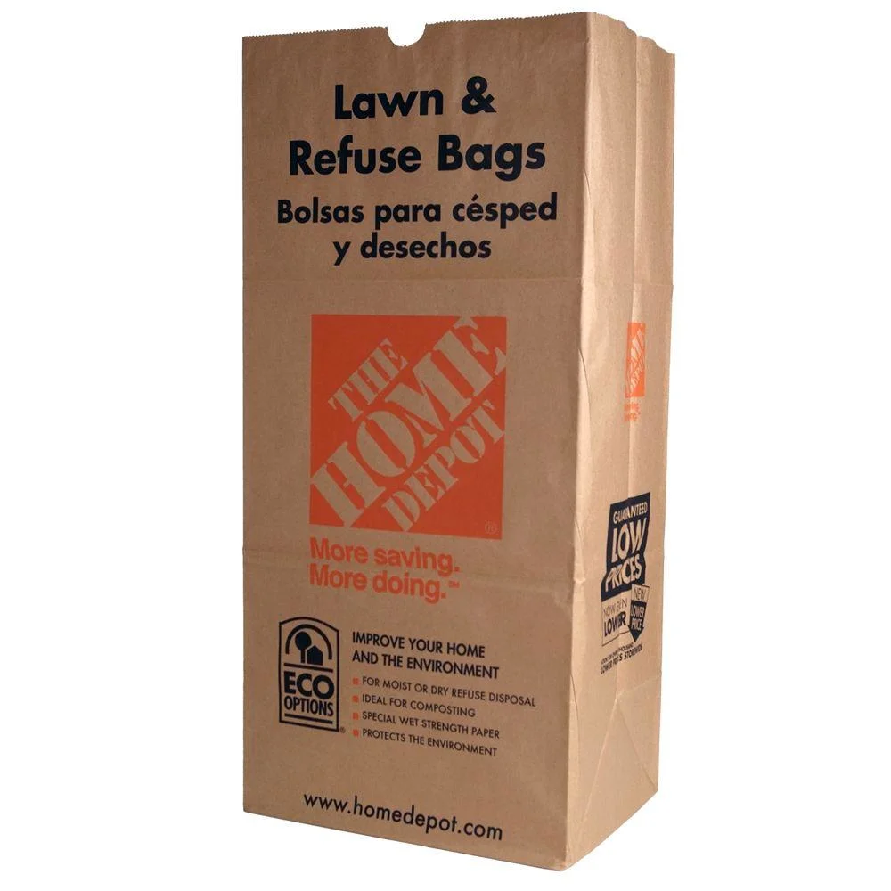 Biodegradable Square Bottom Brown Leaf Lawn and Grass Garbage Trash Garden Paper Bag