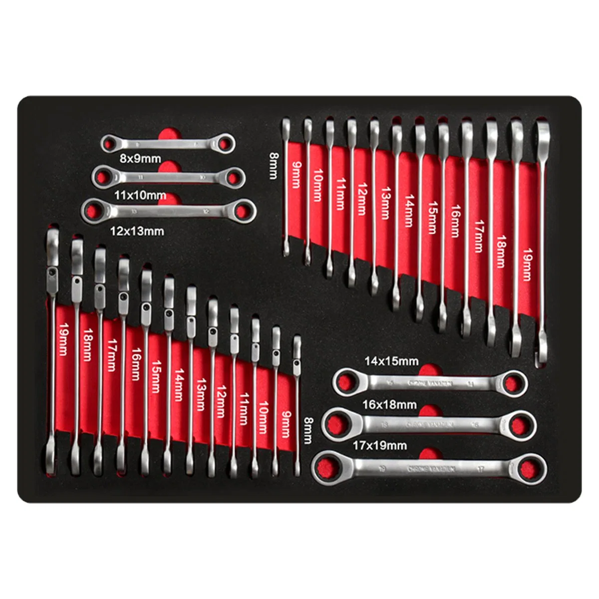 Goldenline 30 PCS Hand Tool Set with Flexible Combination Ratchet Wrench