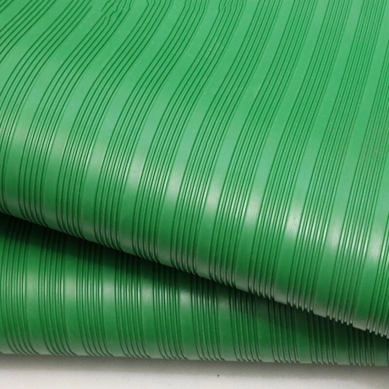Green 6mm Thick Insulation Rubber Sheet Safety Fine Ribbed Industrial Rubber Flooring Mat
