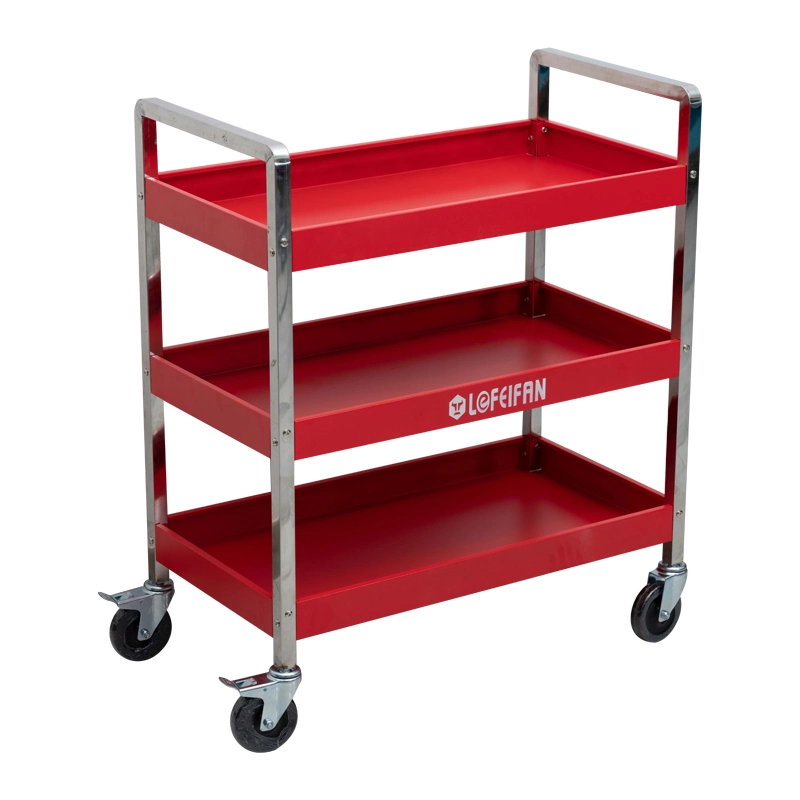 Three Tiers Heavy Duty Tool Rack Hardware Shelf Tool Trolley Mobile Cart