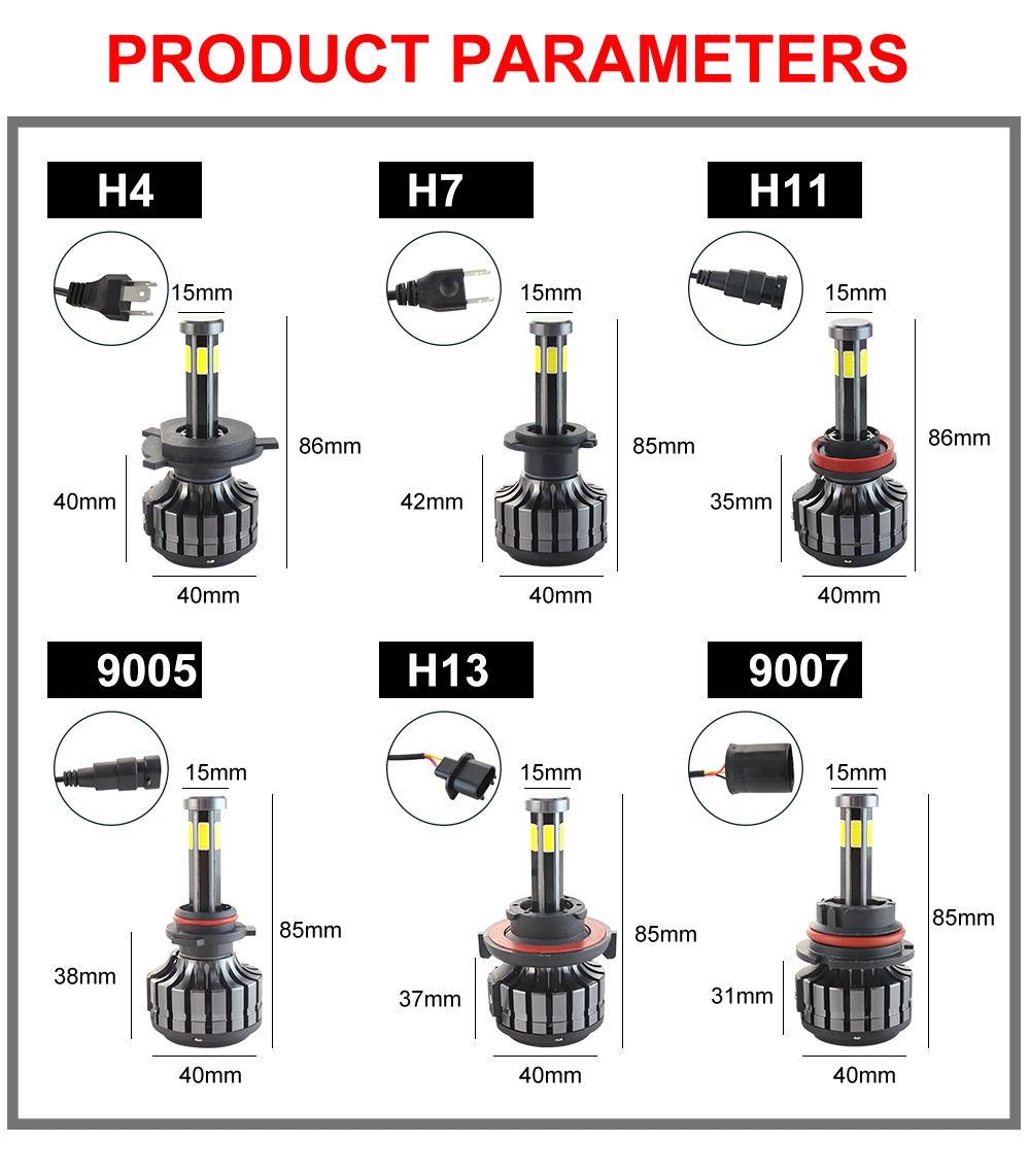 Focos LED H4/H7/H11/9004/9005/9006/9007/9012 Auto Headlamp 12V Car Light Bulbs