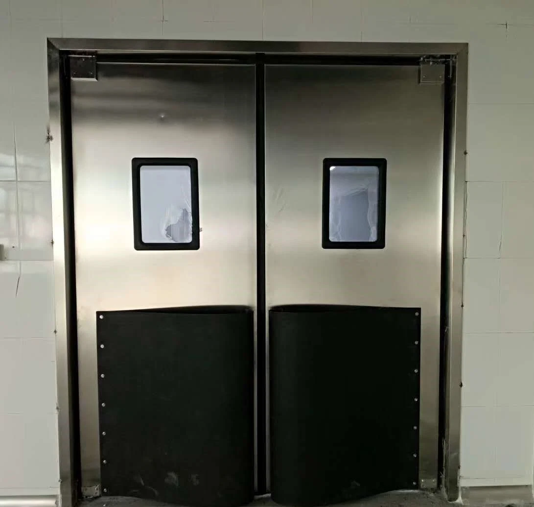 Industrial Interior Free Entry Stainless Steel Metal Impact Bumper Crash Collision Swing Collision Airtight Traffic Door