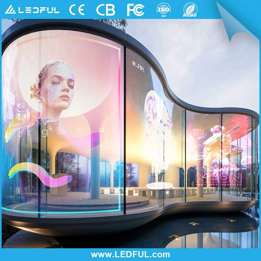 Indoor Transparent Adhesive Super Slim LED Screen Display P10 Flexible LED Wall Panel