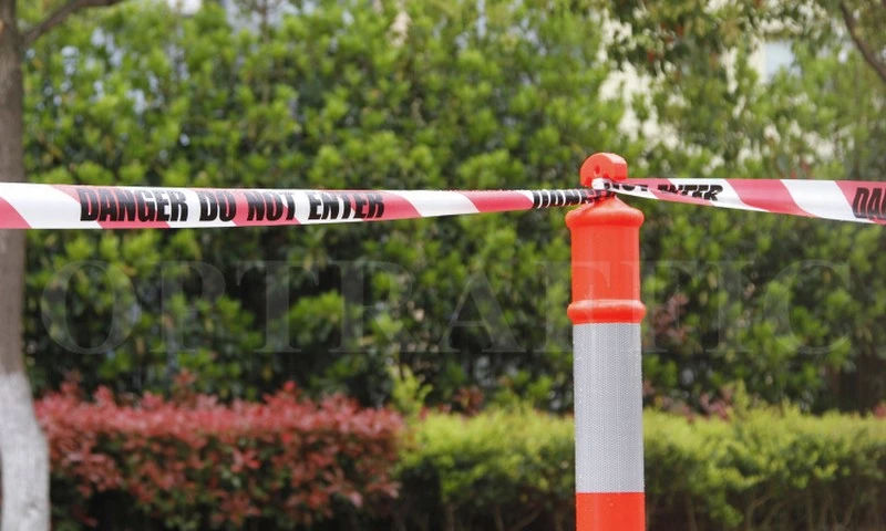 20A Custom Red and White ESD Caution Tape Ribbon