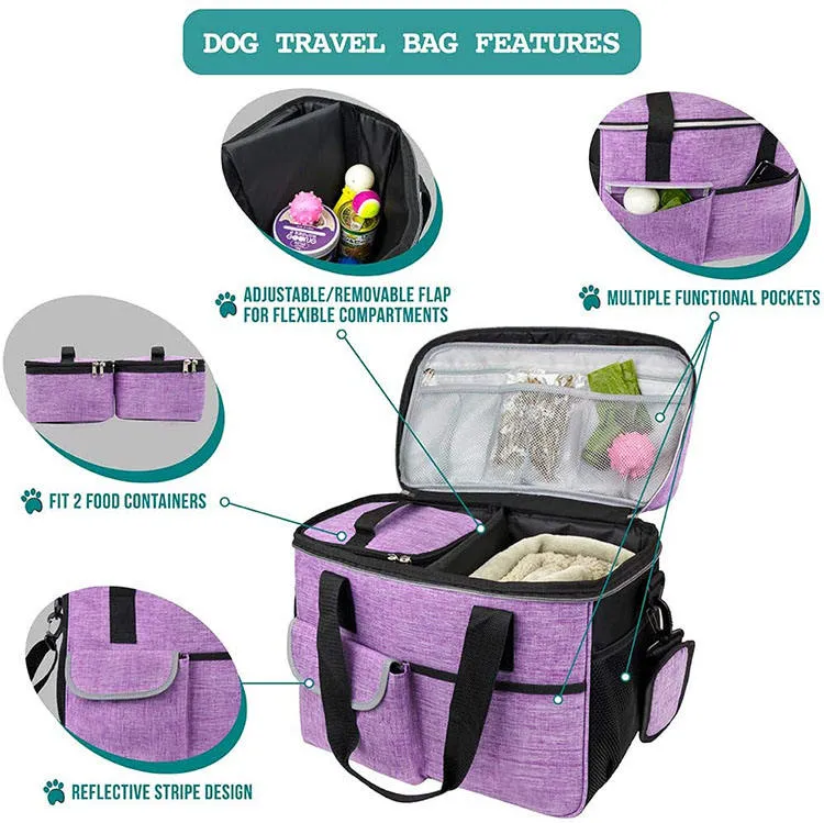 Dog Travel Bag Airline Approved Tote Organizer Travel Set Pet Bag Pack