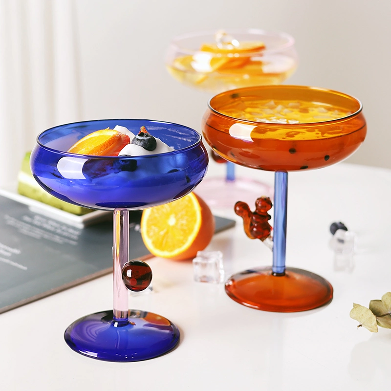 Customize Colors Heat Resistant Creative Cocktail Wine Glass, Goblet Glass