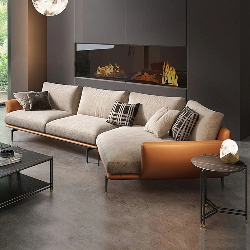 Lazer moderno mobiliário doméstico transversal da estrutura L Shape Fabric sofá de canto Sofá modular para a sala de estar