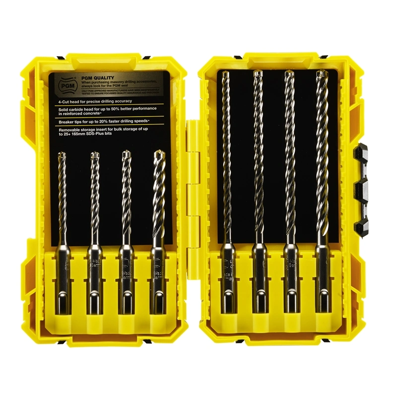 8PCS SDS Plus Drill Set Hammer Drill Bit Set in Plastic Box