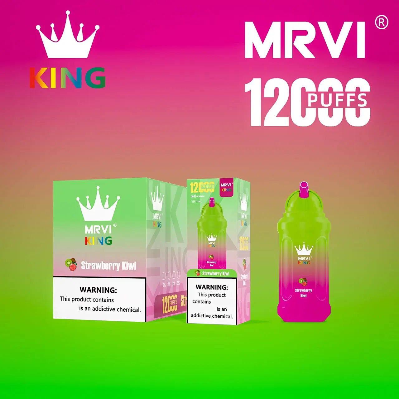 New Mrvi King 12000 Puffs with 23ml E-Liquid & Type-C Rechargeable Fancy Flashing Disposable Ecig Randm Tornado 10000 Puffs