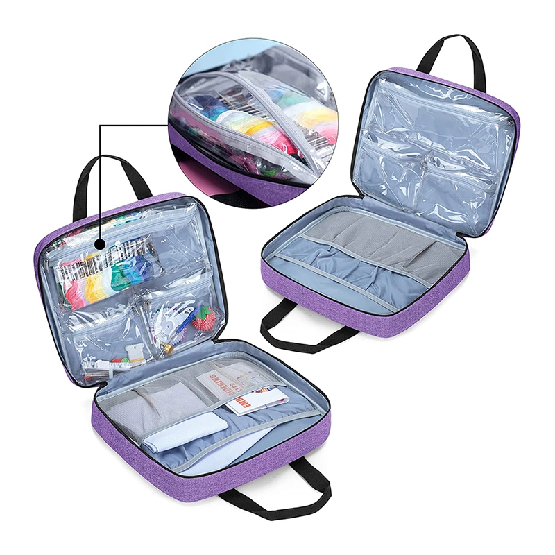 Large Capacity Portable Craft Embroidery Supplies Storage Tote Bag