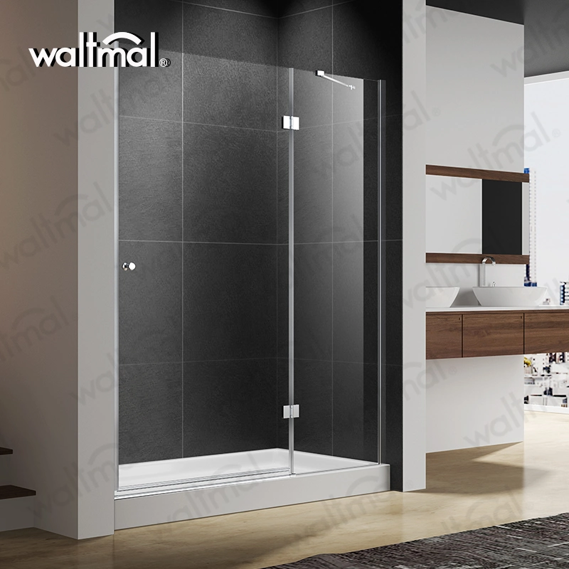 Two Doors Frame Less Brass Hinge Shower Door