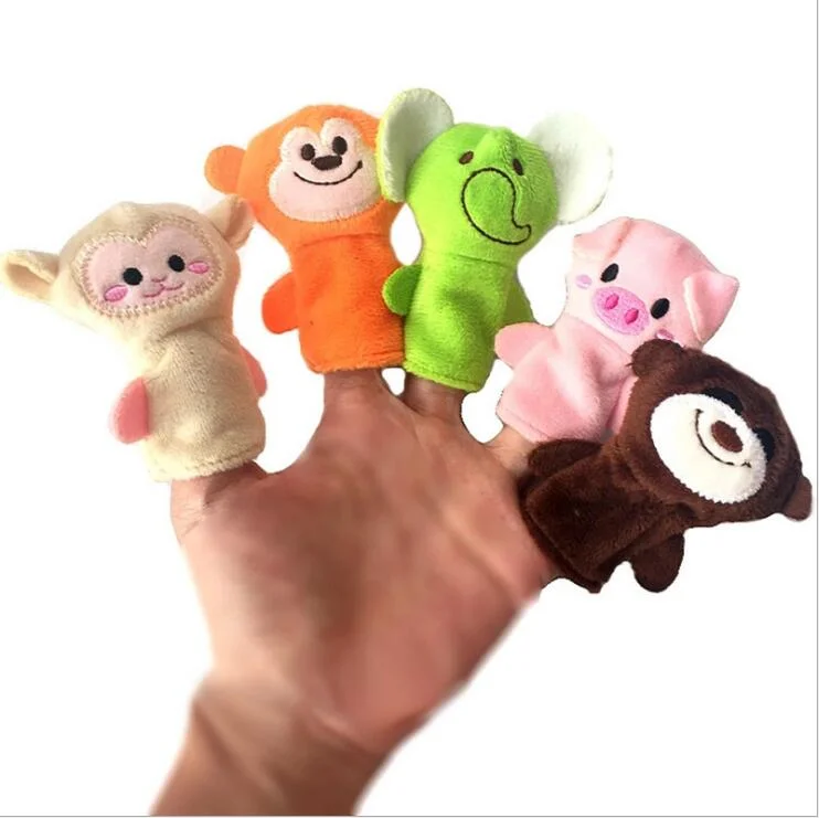 Different Cartoon Animal Finger Puppets Soft Velvet Dolls Props Toys Easter Basket Stuffers