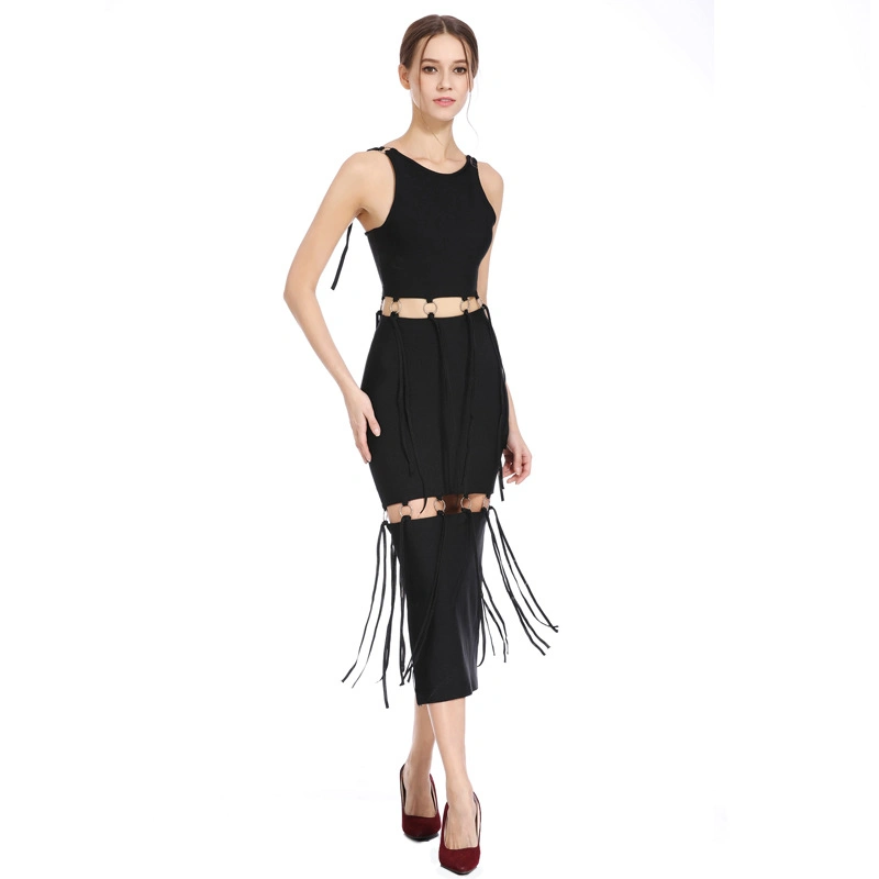 Newest Design Summer 100% Cotton Hollow out Tassels Style Party Dress Women Sexy Dress