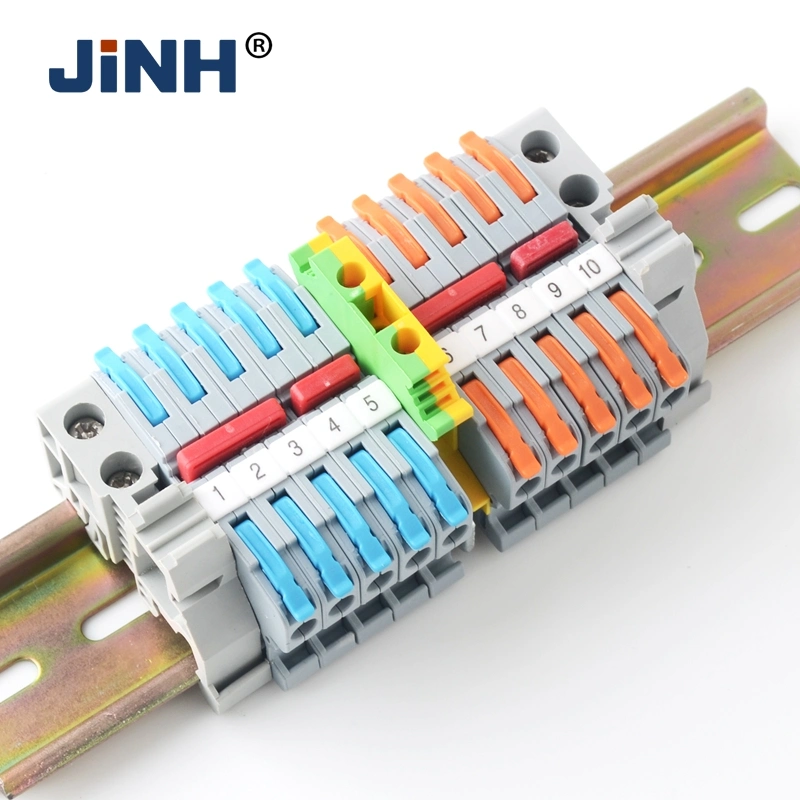 Borne para carril DIN de inserción rápida en el conector del cable