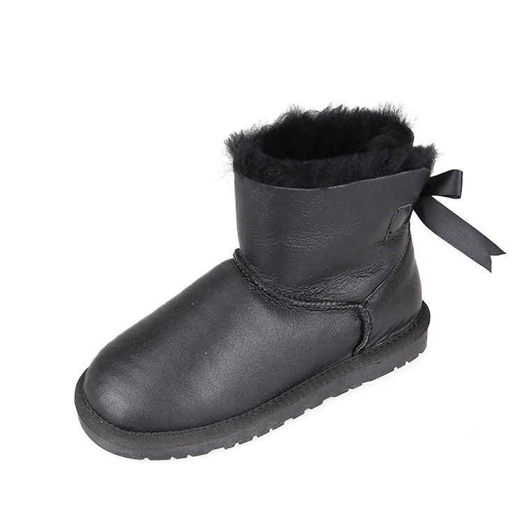 2023 Flat Sole Double Face Sheepskin Back Zipper Ladies Winter Half Boots