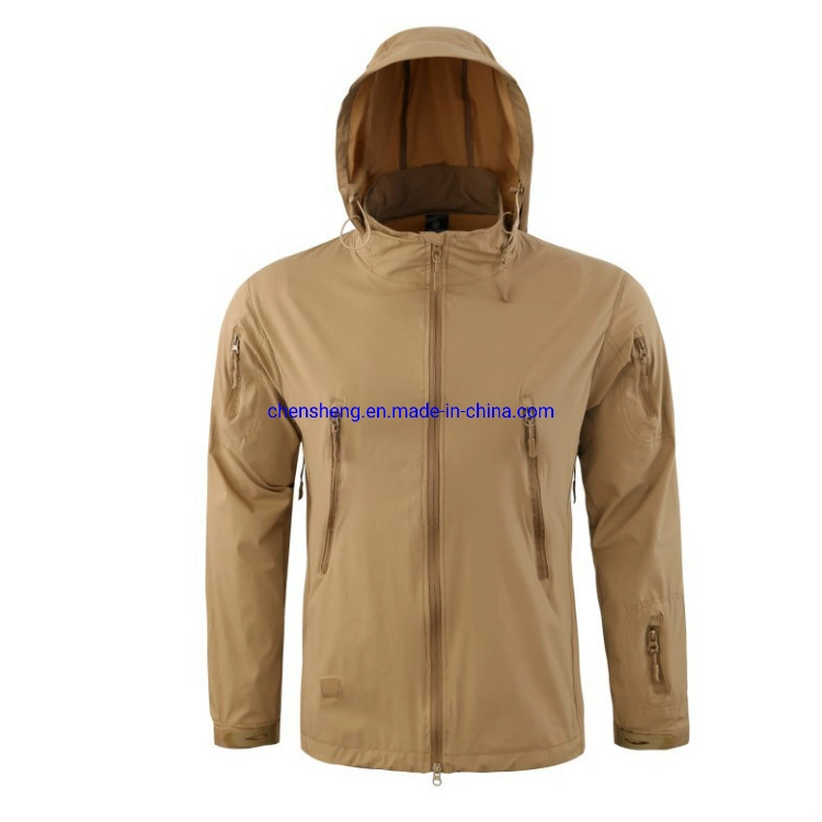 Tácticas de los hombres chaqueta impermeable al aire libre Soft Shell encapuchado abrigo al aire libre