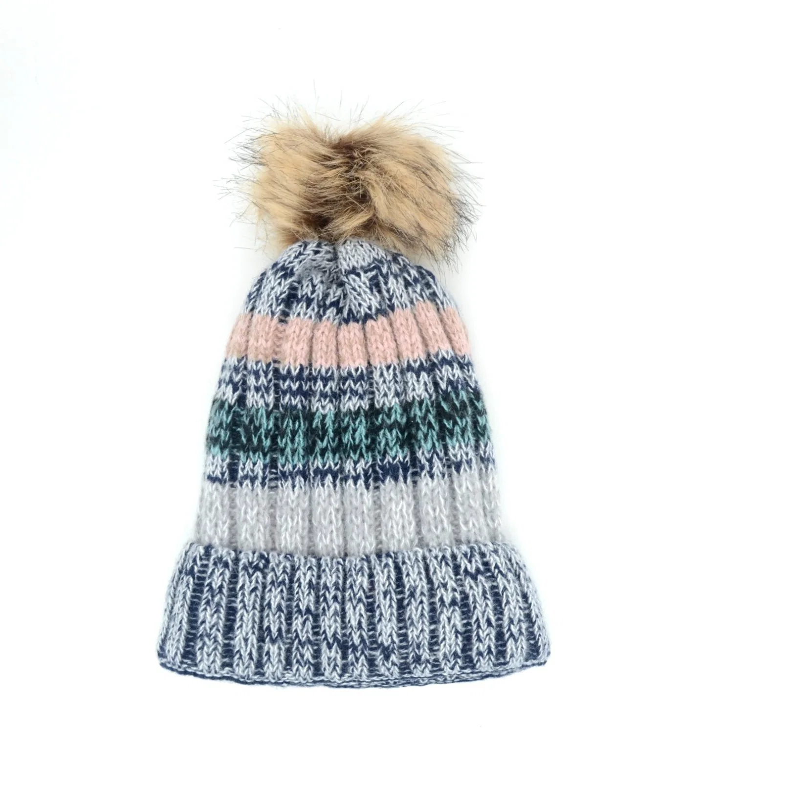 Venta caliente Striped Pom Pom Beanie gorros de invierno