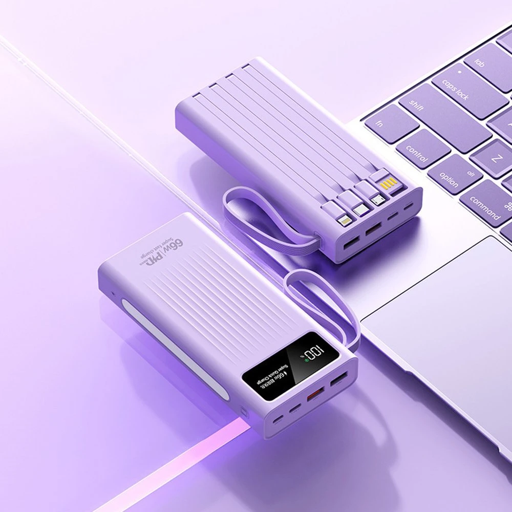 Fast Charging 10000mAh Power Bank Built in Cable 20000mAh Mobile Power Battery