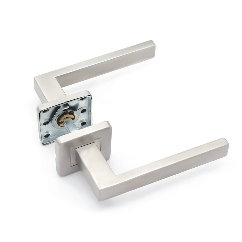 Square Base Handle Euro Style Stainless Steel Modern Interior Door Handle