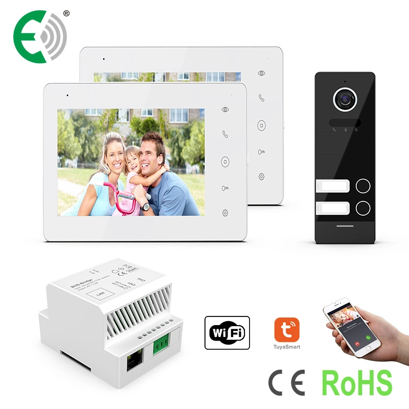 2-Hilo IP/WiFi 7"HD Pantalla táctil de automatización del hogar Videoportero Intercomunicador