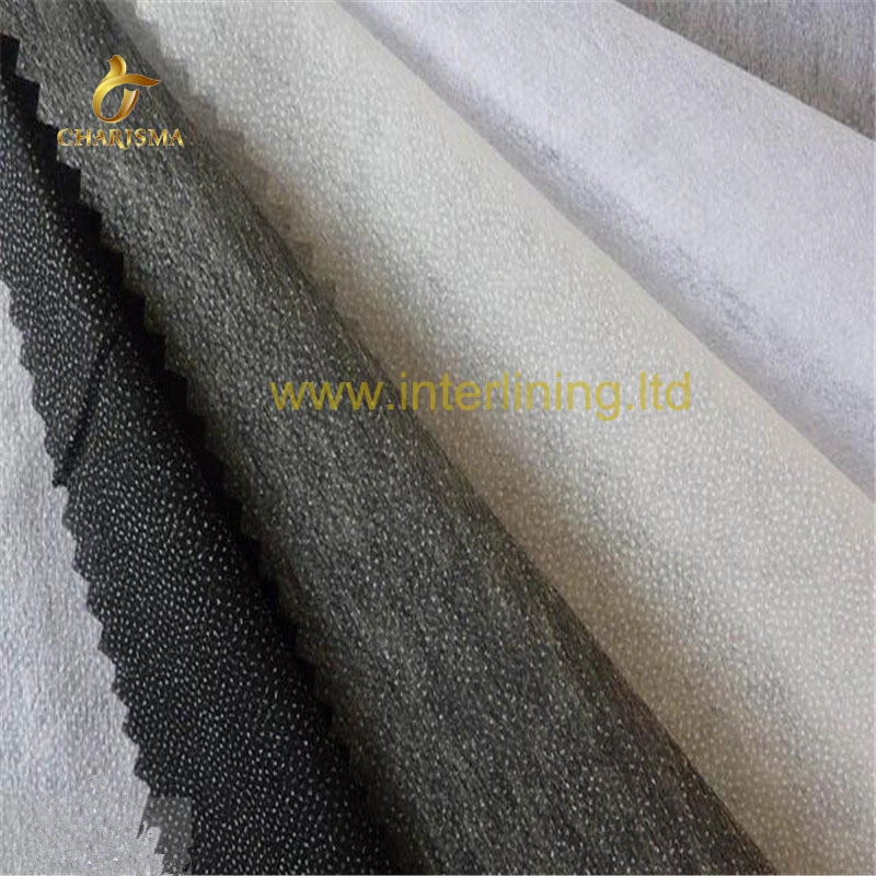 Twill Weave Woven 100% Polyester Double Microdot PA Coated Fusible Interlining Garment Fabric for High End Men Suits