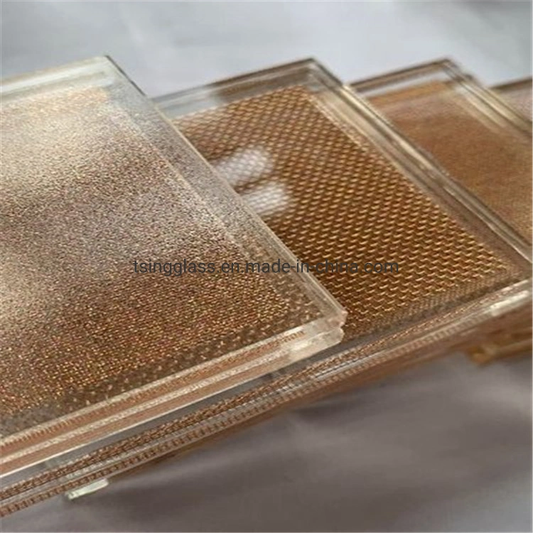 5+5mm trempé de sécurité incurvée plat laminé d'Art de bronze Wired/ écran de soie/Mesh/Bullet-Proof /ignifuge pour la sécurité de la fenêtre de verre/Meubles Décoration de porte//