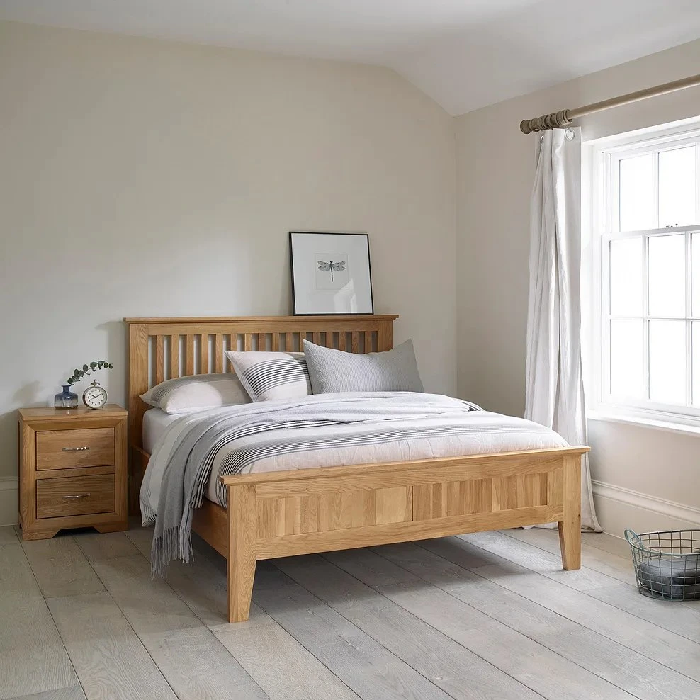 Natürliche Eiche Doppel-Holzbett für das Schlafzimmer Möbel