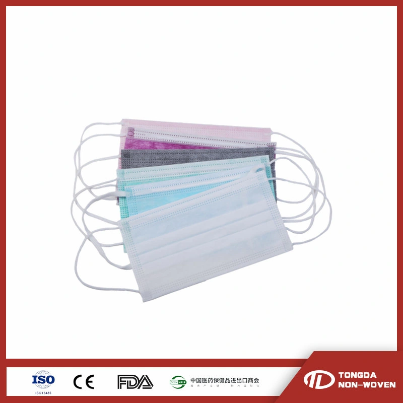 Manufacturer CE Nonwoven 3 Ply Earloop Protective Mask Disposable Face Mask with Round Elastic