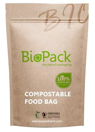 Compostable 12oz Matte White Green Kraft Paper Coffee Bag Eco Friendly Biodegradable Zip Lock Stand up Tea Leaves Packaging Bag with Zipper