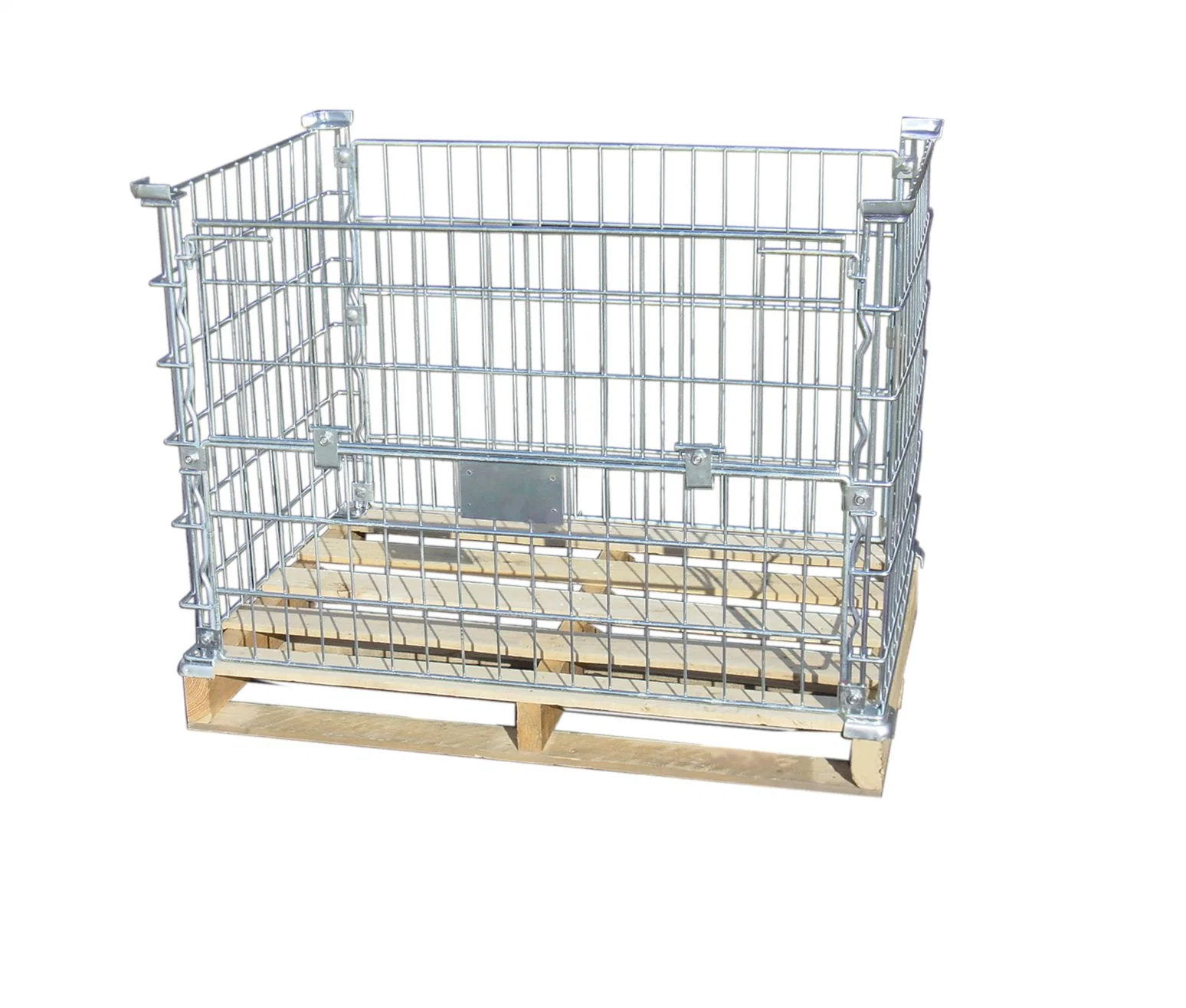 Industrial Galvanized Stackable Collapsible Steel Pet Preform Storage Wire Mesh Foldable Cage with PP Sheet