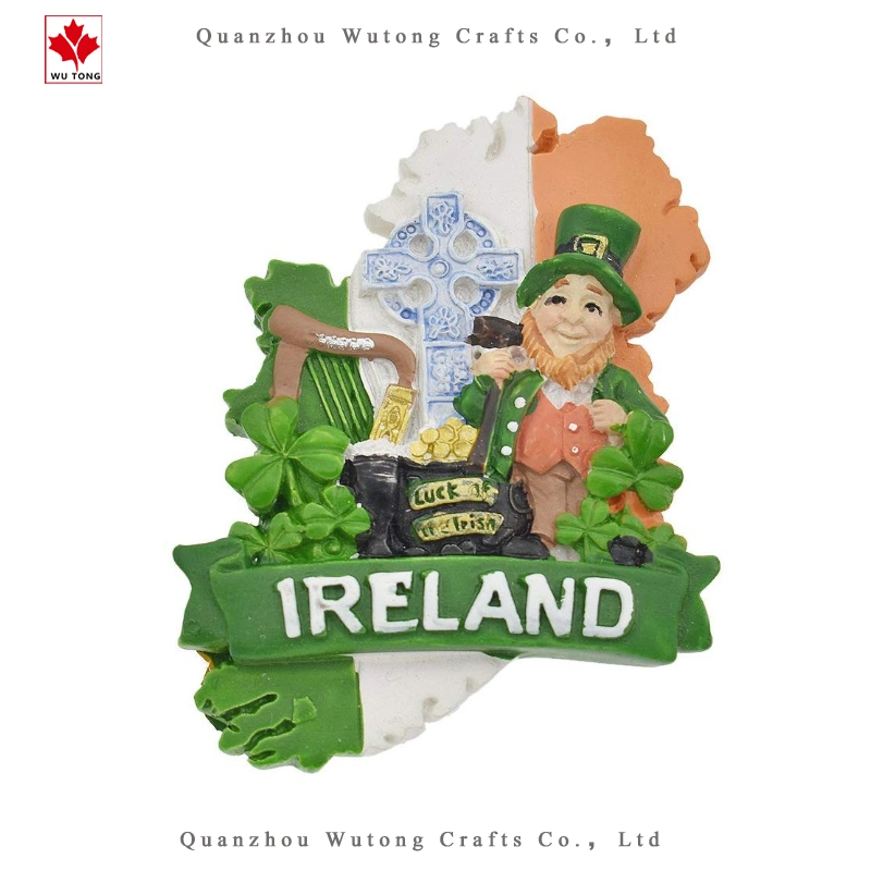 Resin Souvenir Magnet Ireland Feature Cute Figurines Design Resin Fridge Magnet