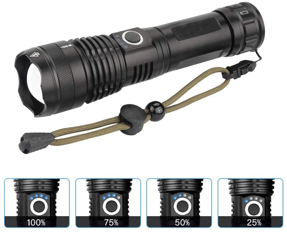 Goldmore 2000lumen LED Flashlight USB Rechargeable Zoomable Torch Lantern LED Tactical Flashlight Supplier China