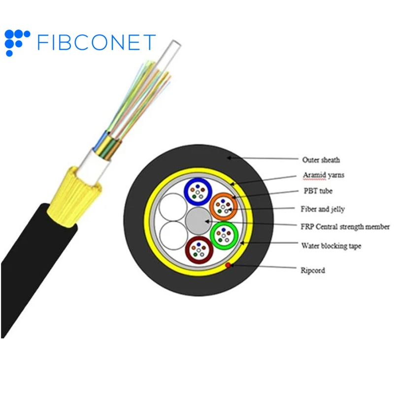 En el exterior de doble núcleo de fibra óptica monomodo cable ADSS