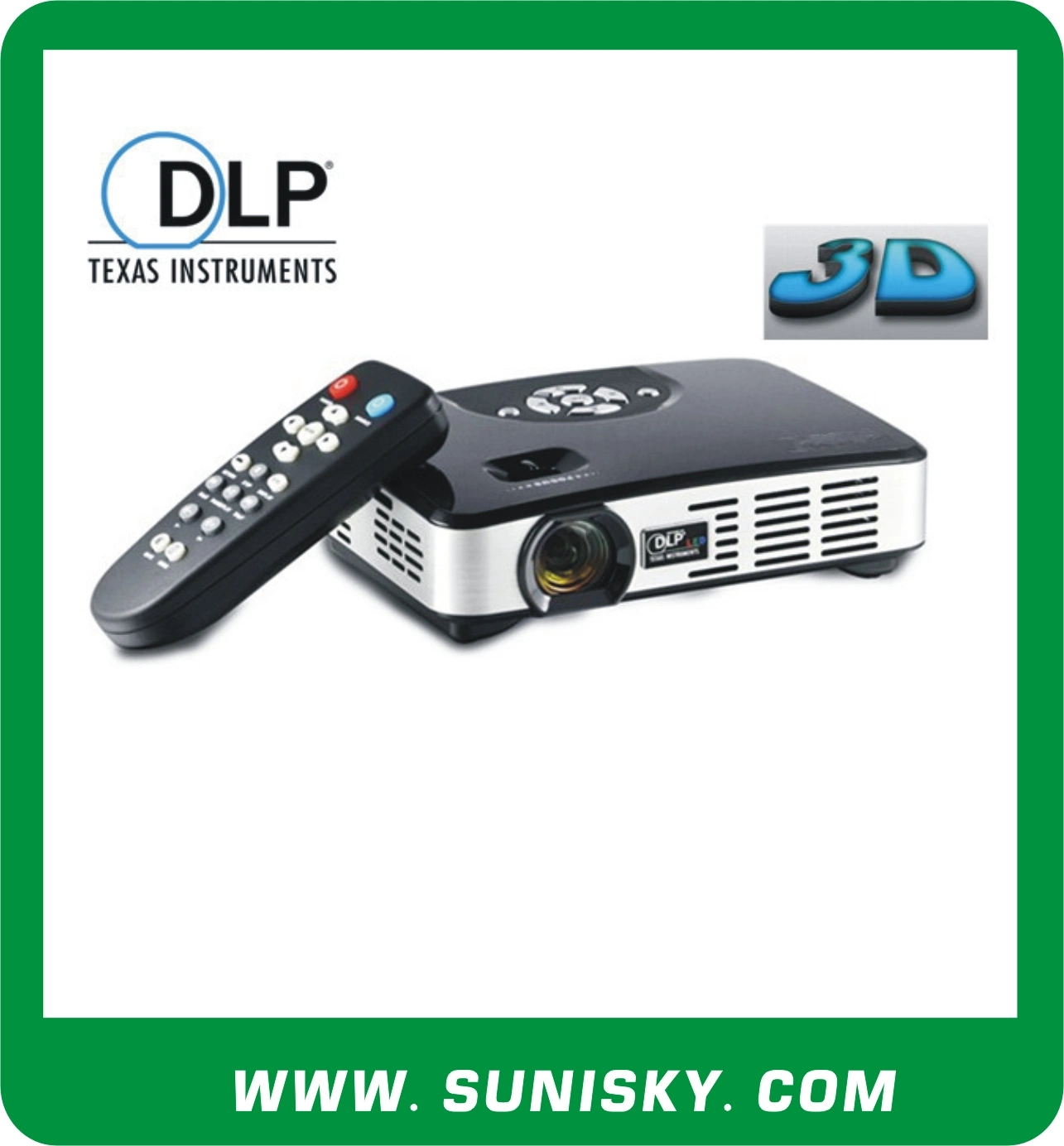 500 ANSI Lumen Mini HD 3D LED Projector with HDMI (SMP7047A)