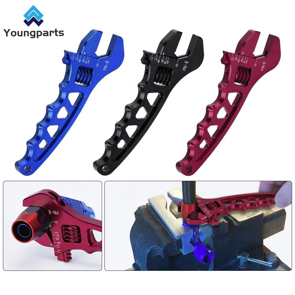 Youngparts Cross Border Hot Selling Original Factory Modified Auto Parts Adjustable Aluminum Wrench Wholesale/Supplier in Red Blue and Black