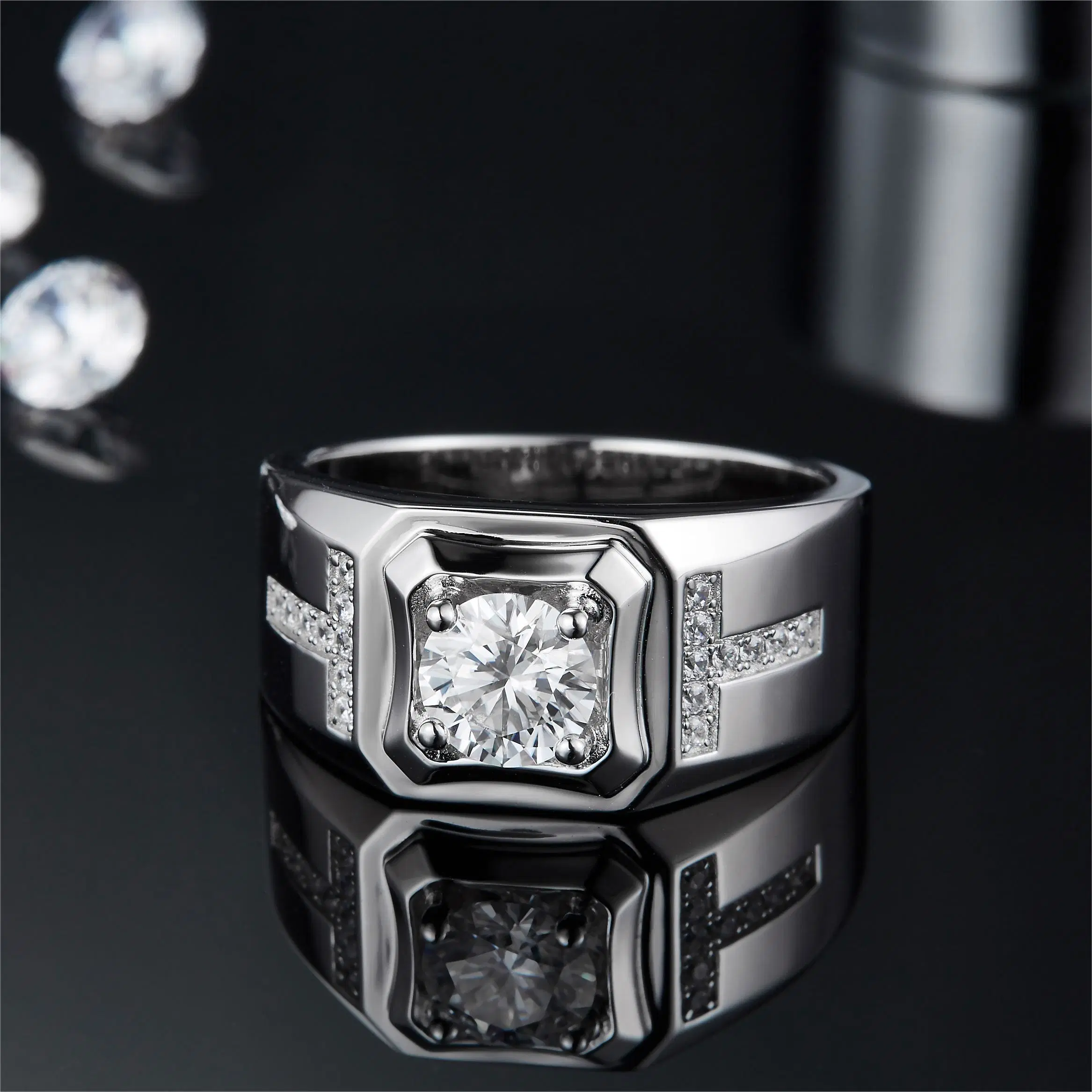 Nuevo diseño 1CT hombres Anillo de Compromiso Moissanite 14K 18K plata esterlina 925 Diamond Engagement Joyas