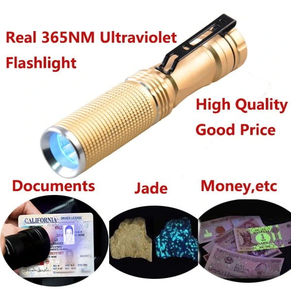 Fluorescent Jade 365nm 395nm UV Mini Blacklight Clip Torch Flashlight