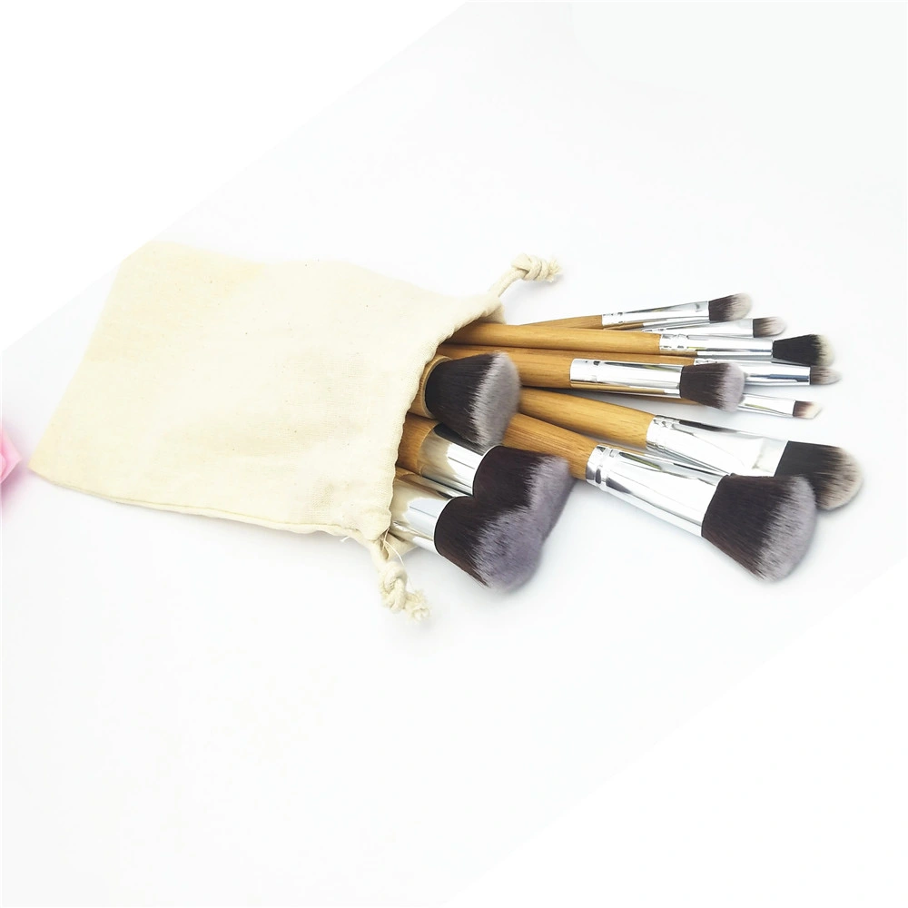 11PCS Cosmetic Brush Set Bamboo Handle FSC Wood Makeup Brushes