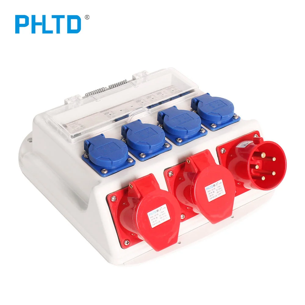 Phltd IP65 Industrial Portable Power Socket Box Plug Outlet with Wall-Mounted, for Factory Airport Stations Power Distribution