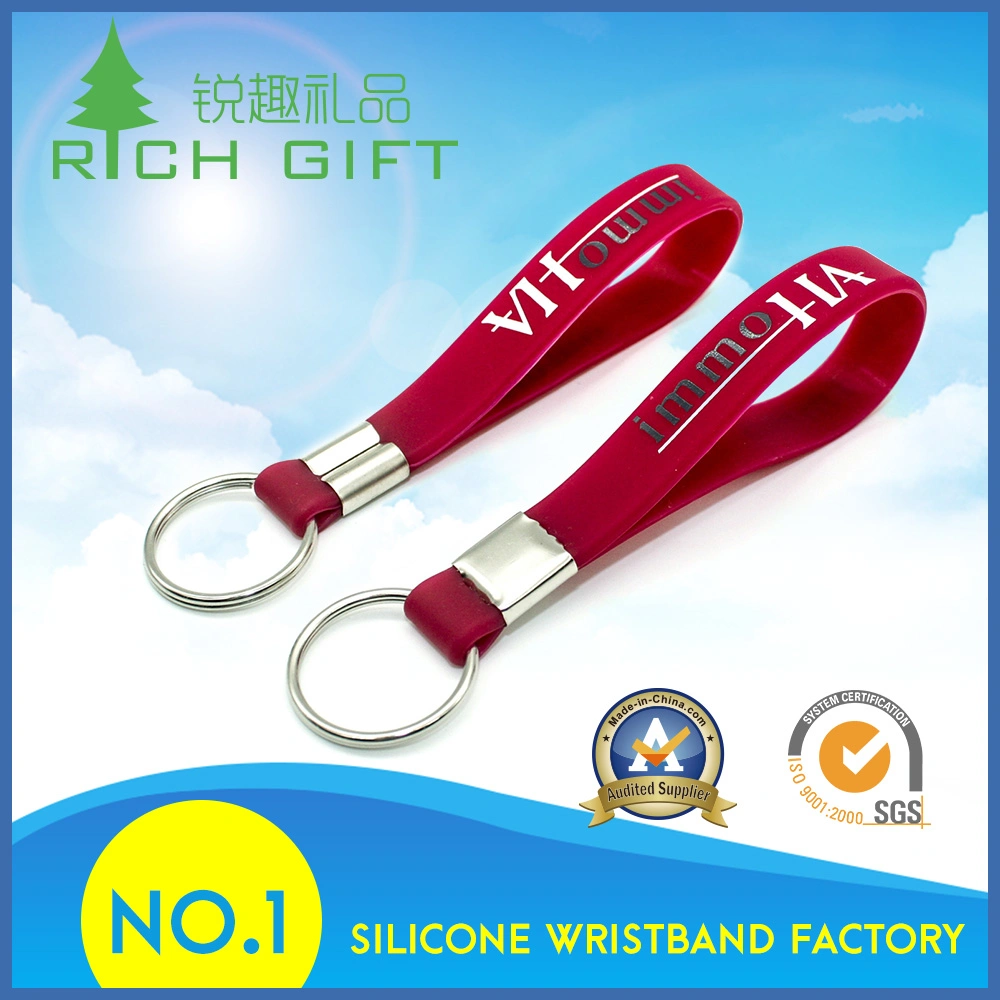 Wholesale/Supplier Custom Logo Printed Silicone Wristband Keychain for Promotional Gift